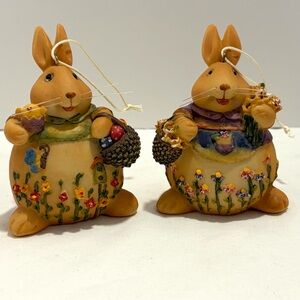 Easter Bunny Figurine Ornaments - Set of 2